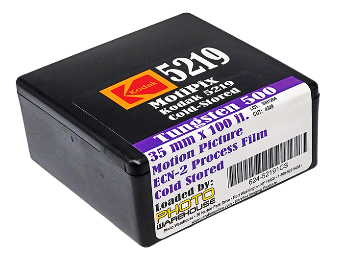 MotiPix Kodak 5219 COLD-STORED, 35 mm x 100 Ft,. Motion Picture ECN-2 Process Film, 500T