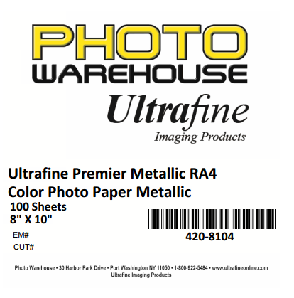 Ultrafine Premier Metallic RA-4 Color Photo Metallic, 8" x 10", 100 Sheets