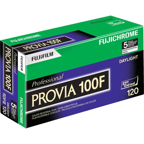 Fujifilm Fujichrome Provia 100F Professional RDP-III Color Slide Film, 120 Format, 5-Pack