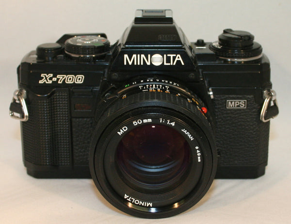 Minolta X-700, Ultimate Outfit, 50mm 1.4 Lens, Power Grip 2, MD1, 360PX, Cables —Student —Used