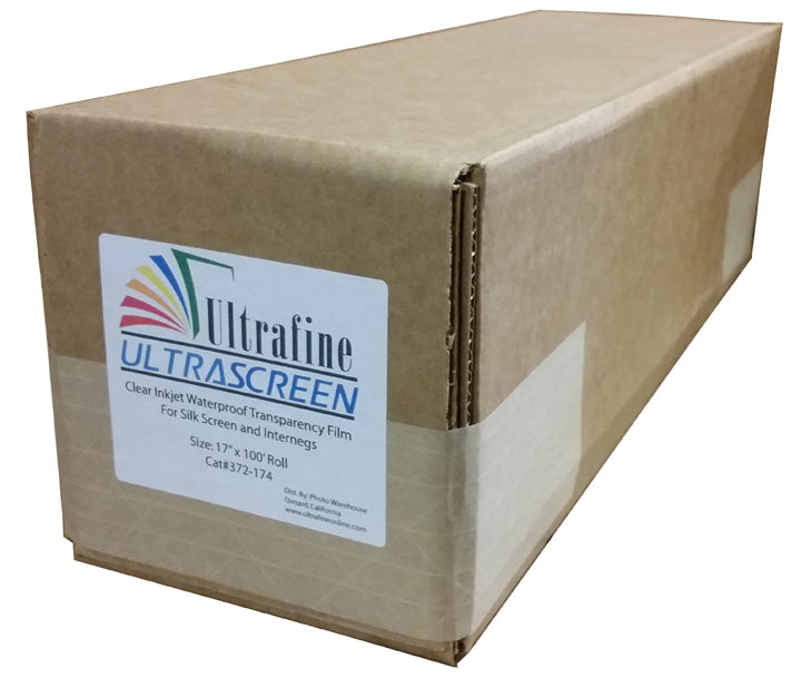 Ultrafine ULTRASCREEN, Clear Waterproof Inkjet Film, 17" x 100' Roll