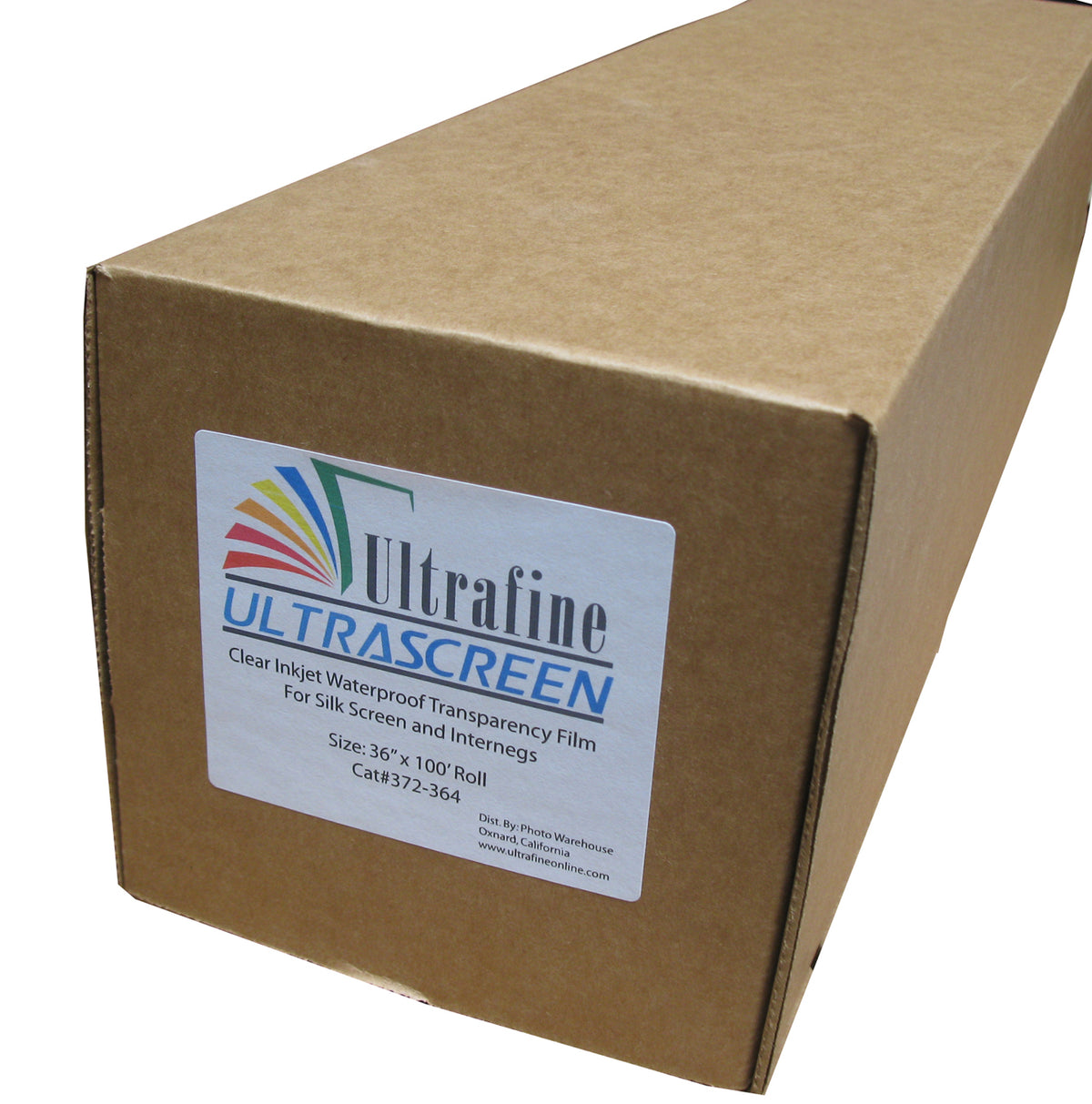 Ultrafine ULTRASCREEN, Clear Waterproof Inkjet Film, 36"x 100' Roll