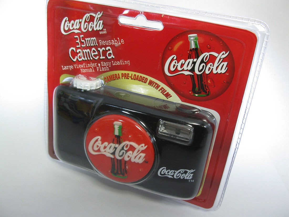 Vintage Coca-Cola Badge, 35mm film Camera —Unique, in original packaging