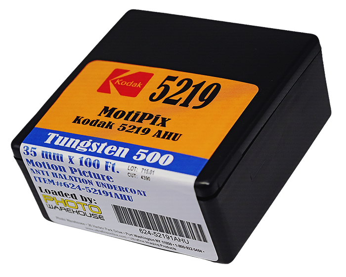 MotiPix Kodak 5219, 35 mm x 100 Ft,. AHU Motion Picture ECN-2 Process Film, 500T