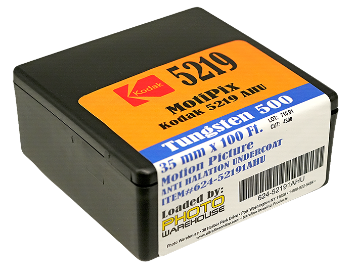 MotiPix Kodak 5219, 35 mm x 100 Ft,. AHU Motion Picture ECN-2 Process Film, 500T