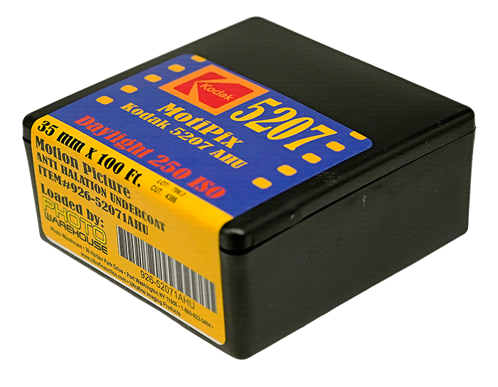 MotiPix Kodak 5207, 35 mm x 100 Ft.  AHU Motion Picture, ECN-2 Process Film, 250D