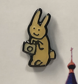 Powershovel White Bunny with Camera Pin