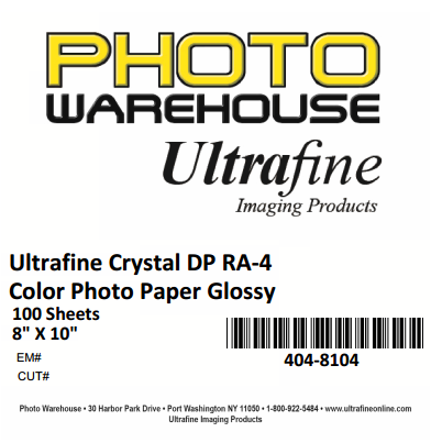 Ultrafine Crystal, DP RA-4 Color Photo Glossy, Enlarging Paper, 8" x 10", 100 sheets