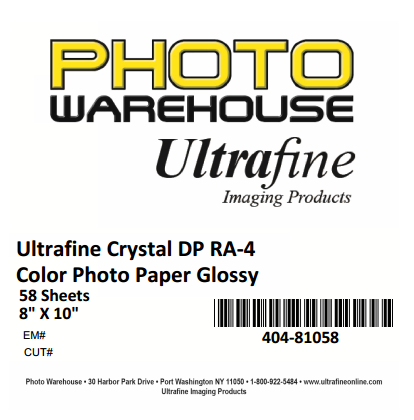 Ultrafine Crystal, DP RA-4 Color Photo Glossy, Enlarging Paper, 8" x 10", 58 Sheets