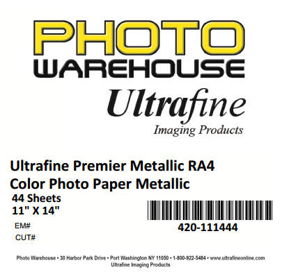 Ultrafine Premier, Metallic  RA-4 Color Photo Lustre, Enlarging Paper 11" x 14", 44 Sheets