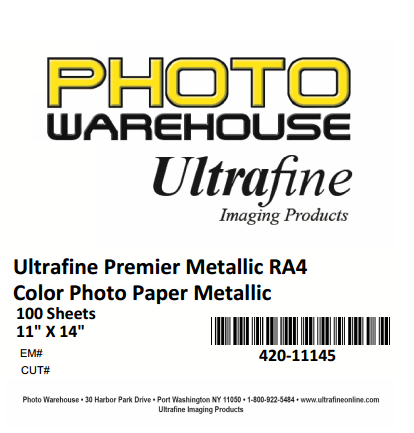 Ultrafine Premier, Metallic  RA-4 Color Photo Lustre, Enlarging Paper 11" x 14", 100 Sheets