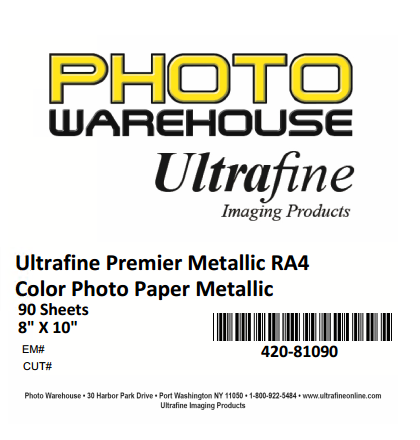 Ultrafine Premier, Metallic RA-4 Color Photo Lustre, Enlarging Paper 8" x 10", 90 Sheets
