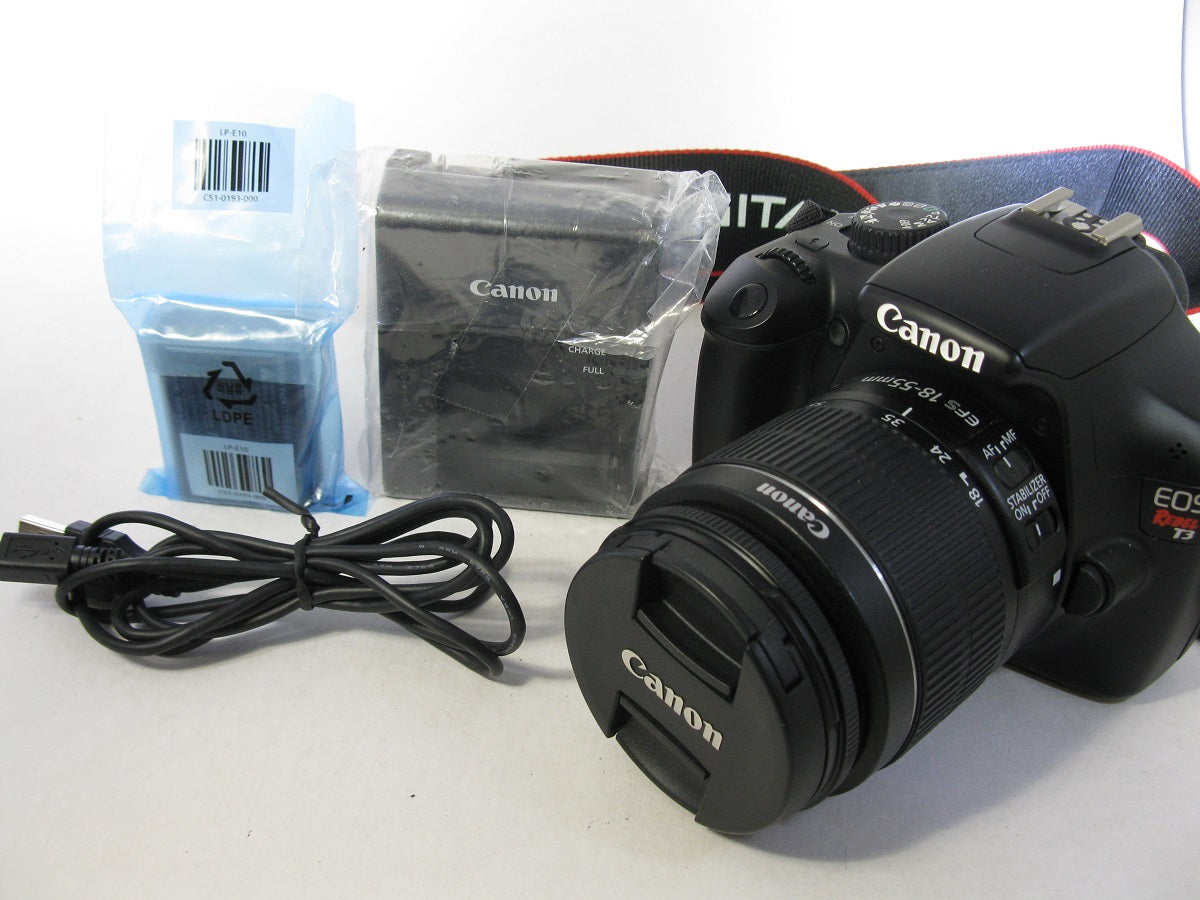 Canon EOS Rebel T3 (1100D) 12.2 MP DSLR Camera —Black (Kit w/ EF-S IS II 18-55mm Lens) USED
