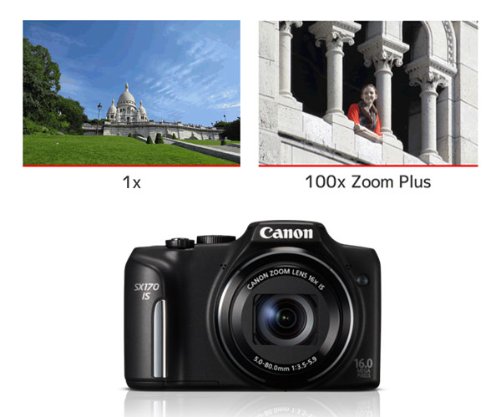 Canon Powershot SX170 Camera, Black - Refurbished