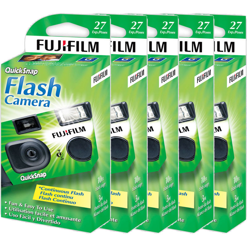 Fuji Quicksnap Flash, Single Use Camera, ISO 400 - 27 Exposure —5 Pack
