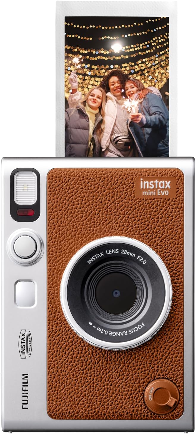 Fujifilm - INSTAX MINI Evo Hybrid Instant Print Camera —Brown