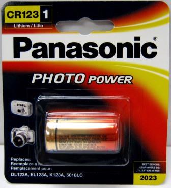 Panasonic Lithium CR123 Battery, Singly or 5-Pack