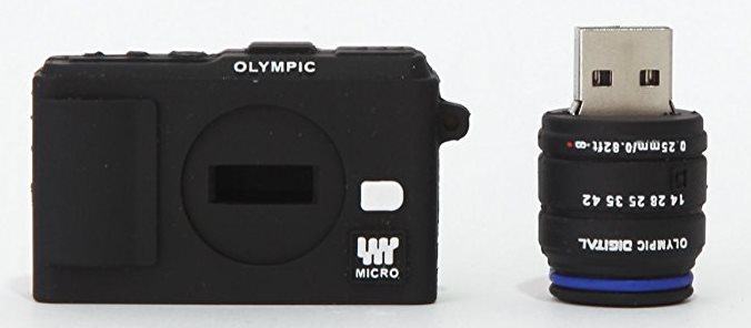 Superheadz Powershovel Mini Olympus-Style, Camera Shape 8 GB USB Flash Drive, Black