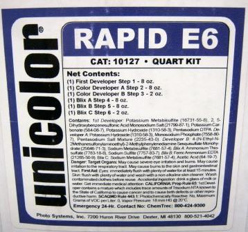 Ultrafine Unicolor E-6 Film Rapid Developing Kit, Quart Kit